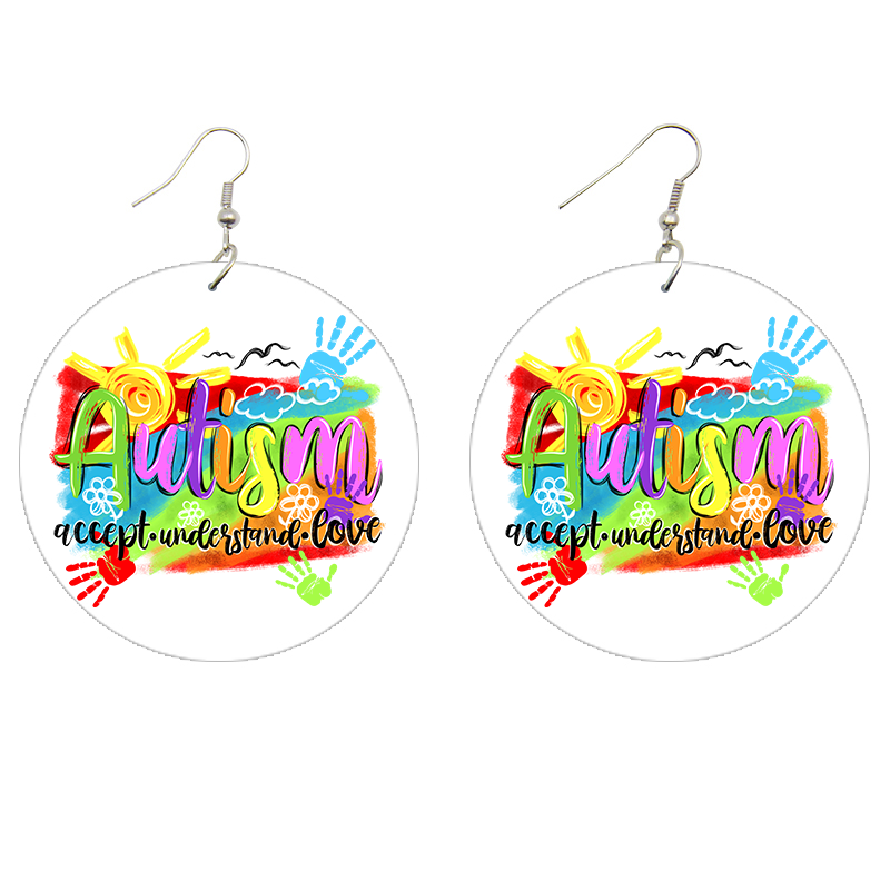 Accept Love Understand Autism Neurodiversity Wooden Earrings