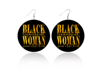 Black Beautiful Woman Wooden Earrings