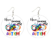 I Love Someone With Autism Wooden Earrings