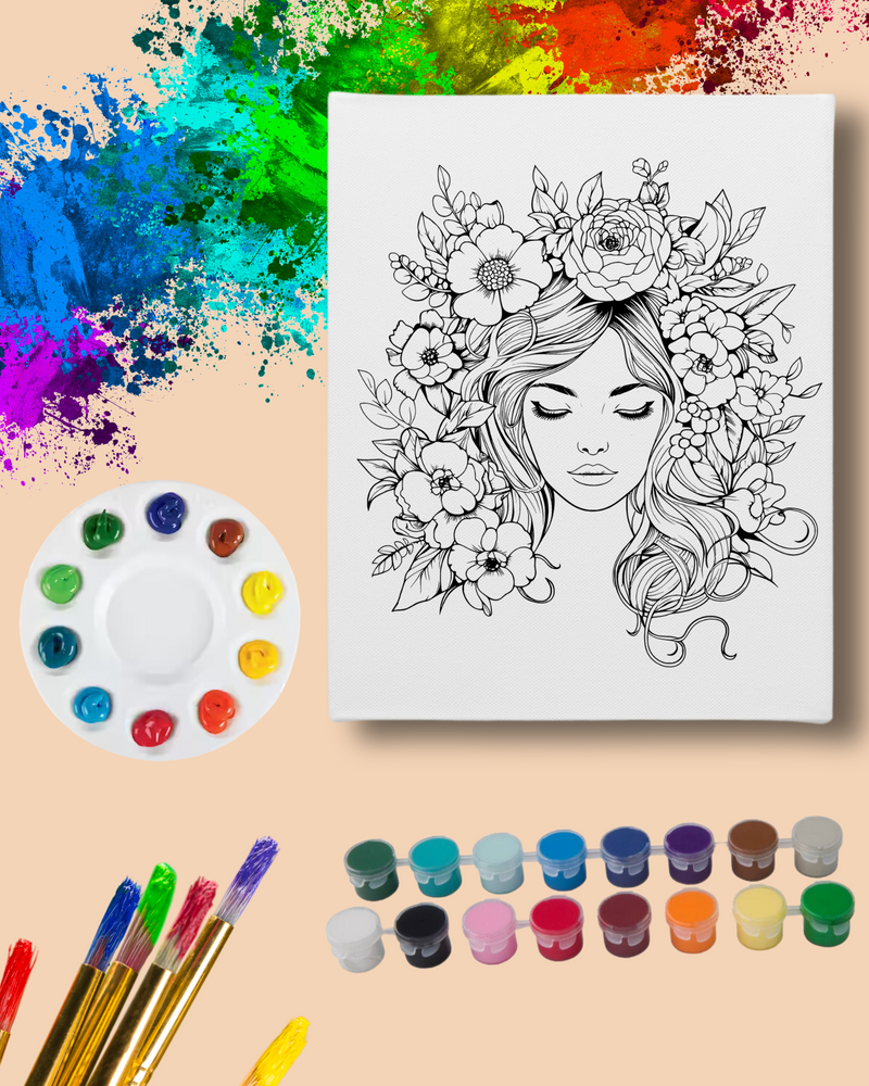 Paint Party Kit - Beautiful Woman Flowers Hair