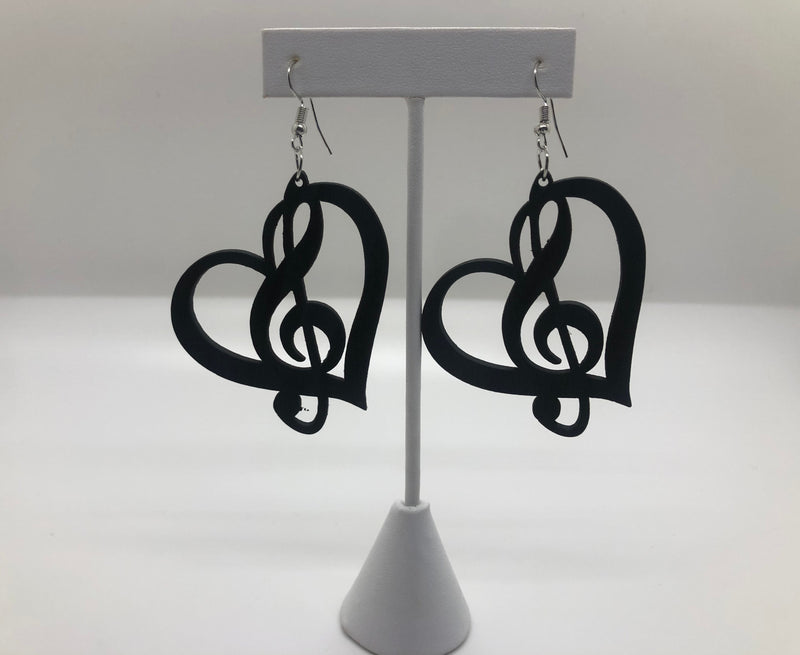 Music Note Engraved Wooden Earrings