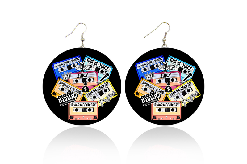 90's Hip Hop Wooden Earrings