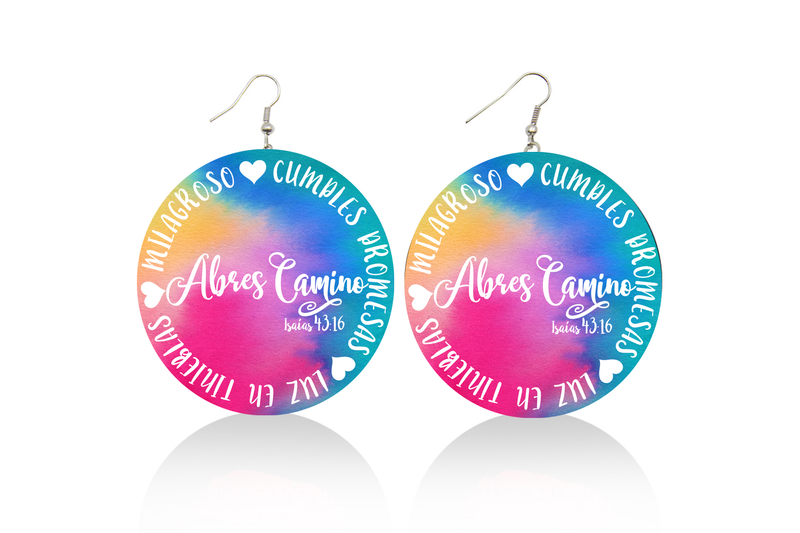 Abres Camino Tye-Die (Isaias 43:16) Wooden Earrings