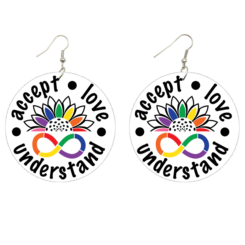 Accept Love Understand Autism Neurodiversity Wooden Earrings