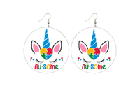 Au-Some Unicorn Wooden Earrings (Kids/Tween - 5cm)