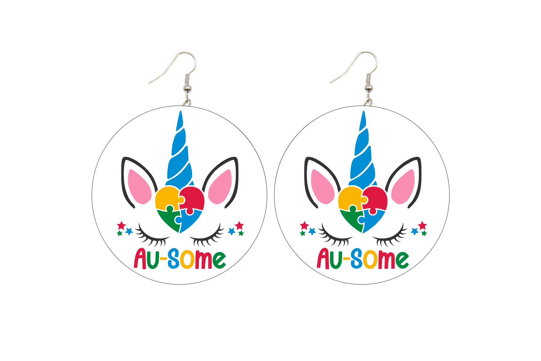 Au-Some Unicorn Wooden Earrings (Kids/Tween - 5cm)