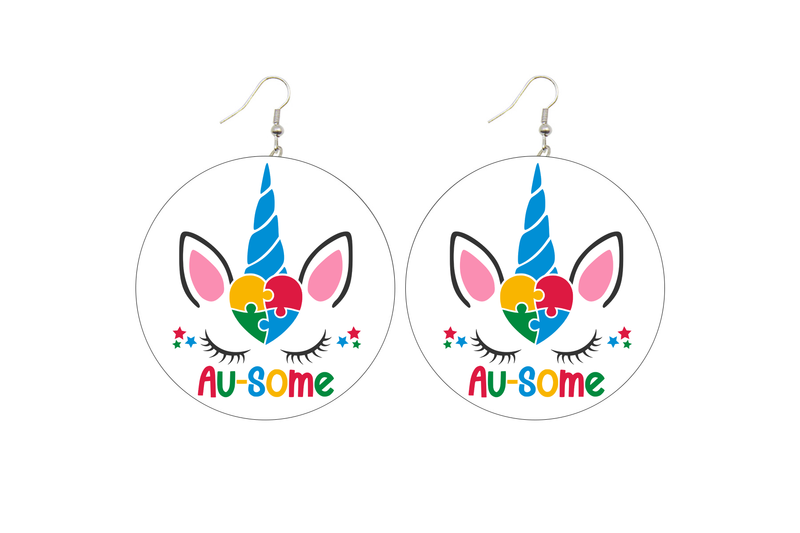 Au-Some Unicorn Wooden Earrings (Kids/Tween - 5cm)