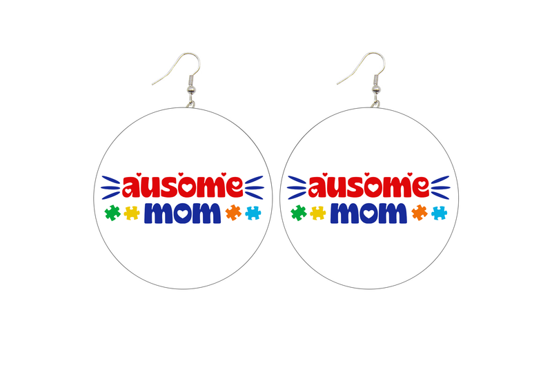 Ausome Mom Wooden Earrings (Adults - 6cm)