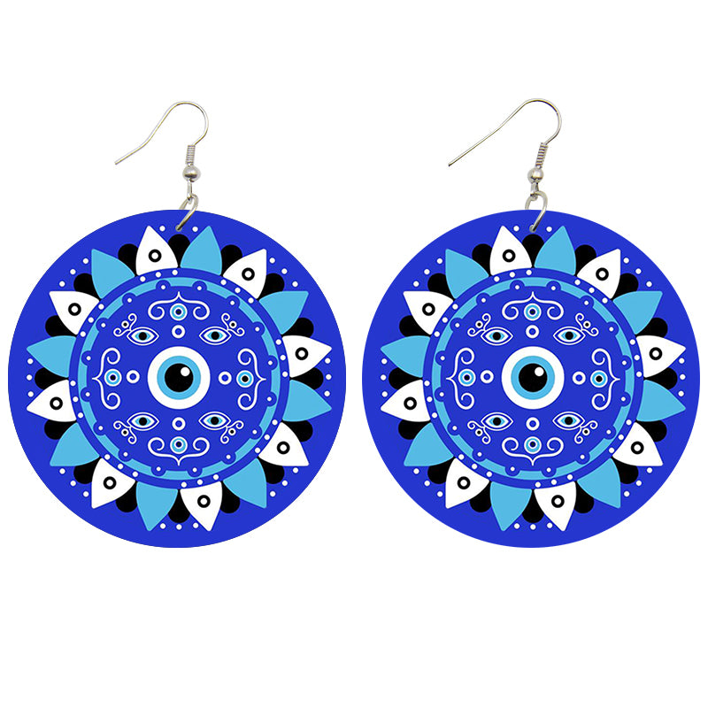 Evil Eye Wooden Earrings