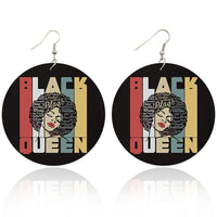 Black Queen on Repeat Wooden Earrings - Shades of My Melanin LLC