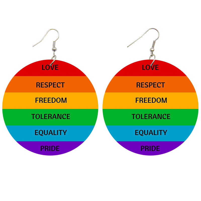 Love Respect Freedom Wooden Earrings