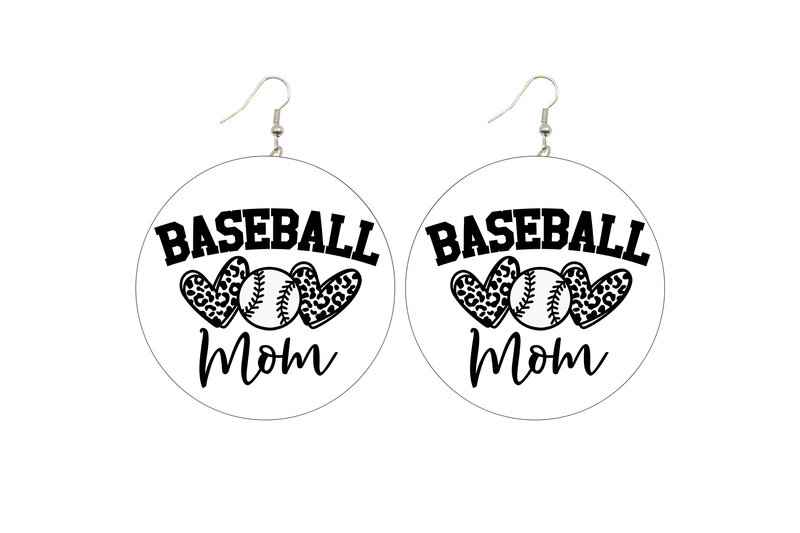 Baseball Mom Wooden Earrings