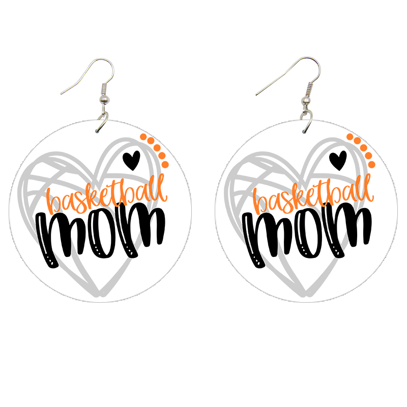 Basketball Mom Wooden Earrings