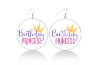 Birthday Princess Wooden Earrings (Kids/Tween - 5cm)