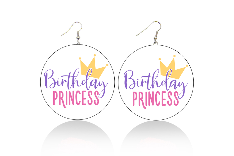 Birthday Princess Wooden Earrings (Kids/Tween - 5cm)