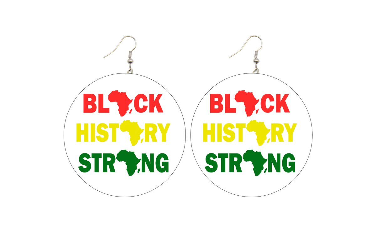 Black History Strong Wooden Earrings