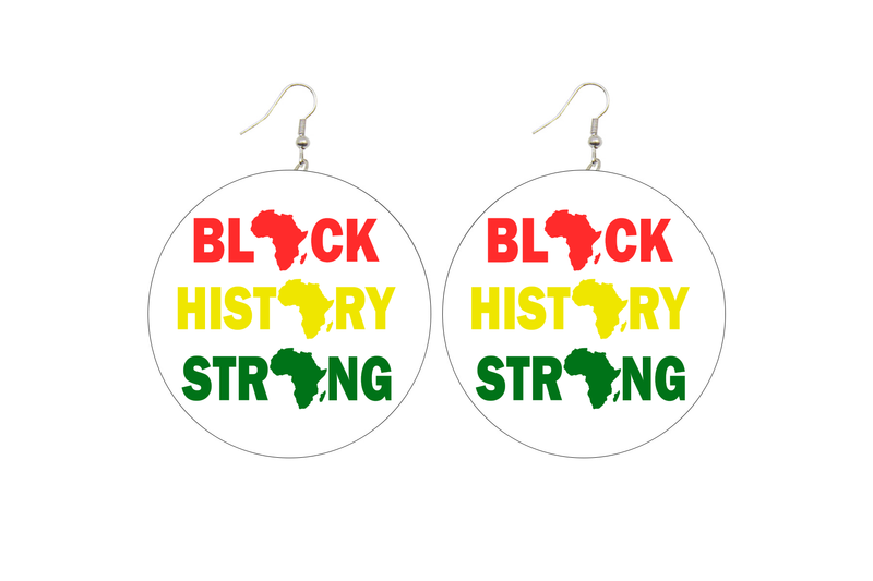 Black History Strong Wooden Earrings