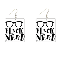 Black Nerd Wooden Earrings