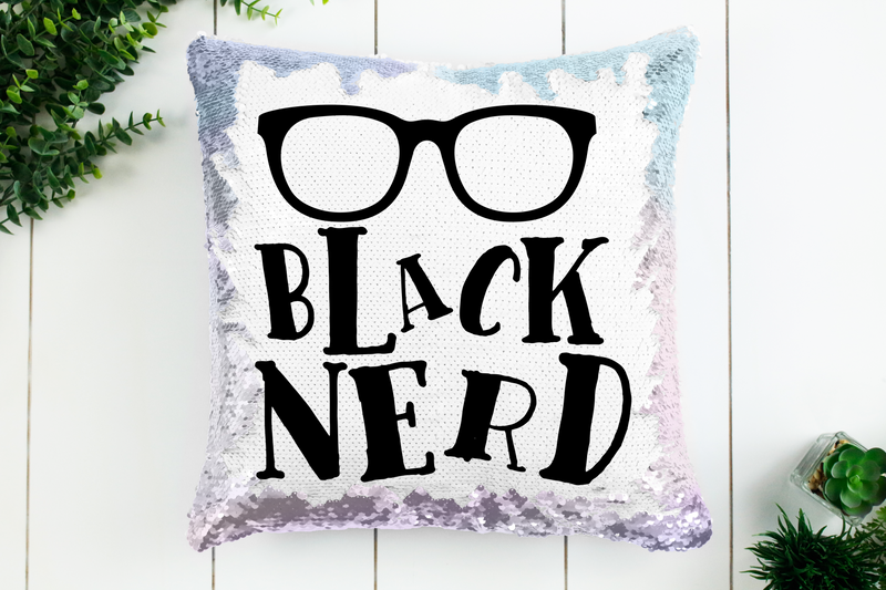 Black Nerd Sequin Pillow