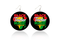 Black Teacher Magic Wooden Earrings