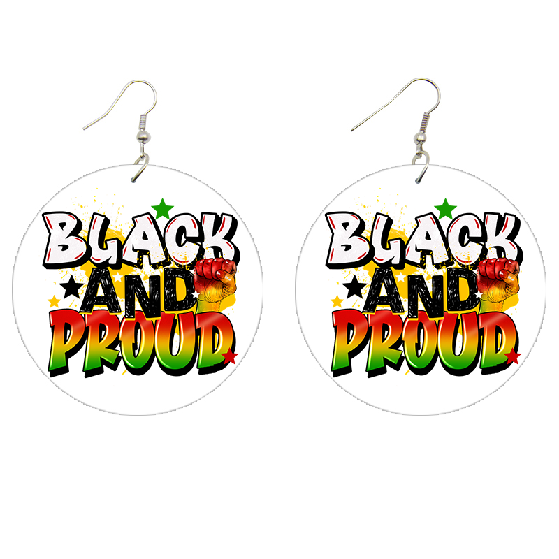 Black & Proud Wooden Earrings