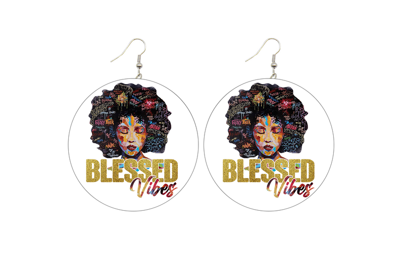 Blessed Vibes Wooden Earrings