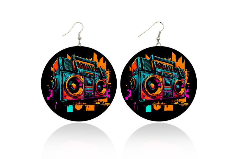 Boombox Wooden Earrings