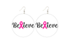 Believe Breast Cancer Wooden Earrings