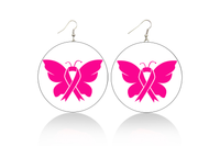 Breast Cancer Butterfly Wooden Earrings