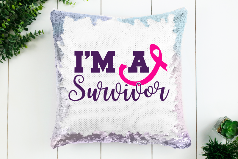 Breast Cancer Survivor Sequin Pillow