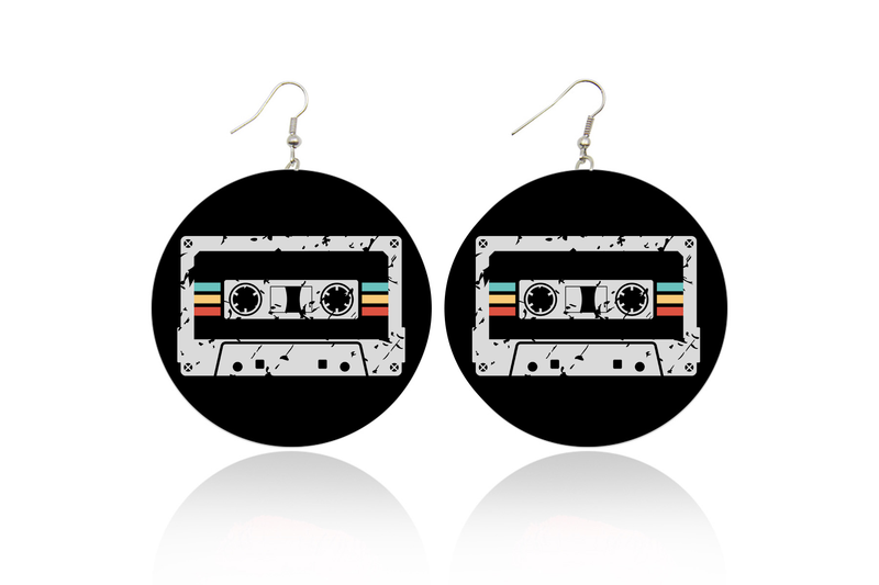 Cassette Tape Wooden Earrings