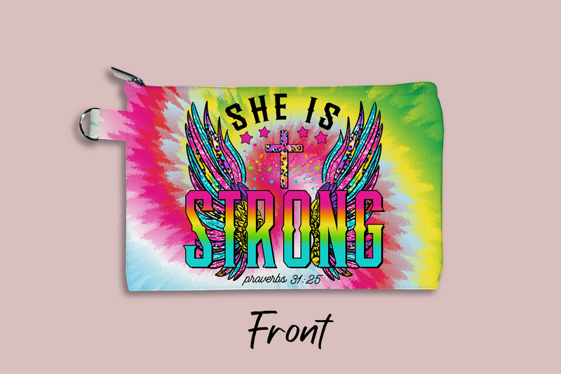 She is Strong (Proverbs 31:25) Personalized Cosmetic Bag