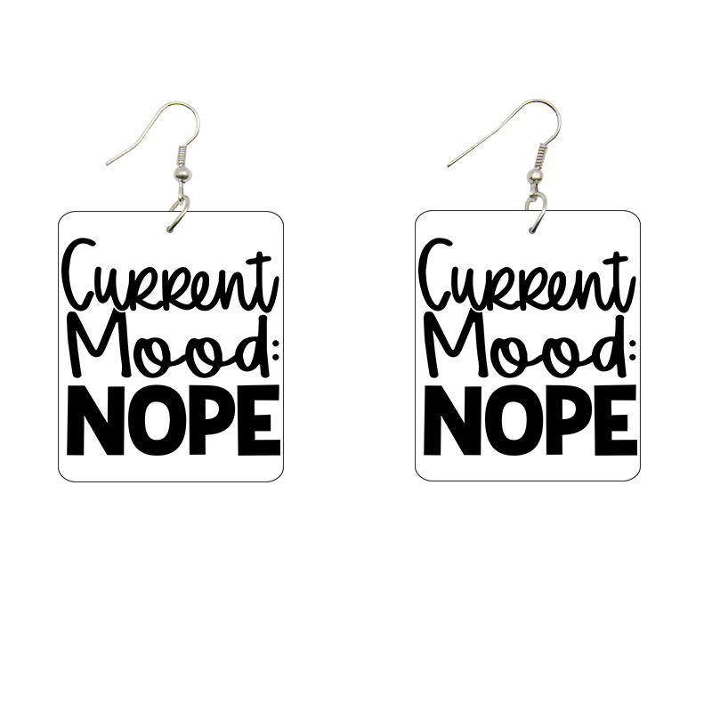 Current Mood Nope Rectangle Wooden Earrings