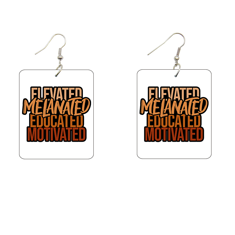 Elevated, Melanated, Educated, Motivated Wooden Earrings