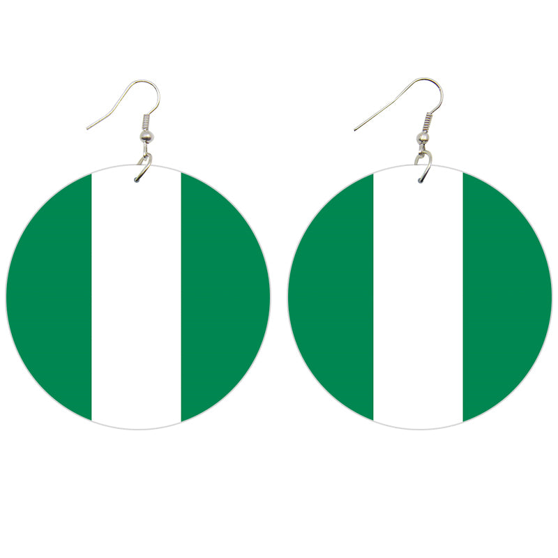 Nigeria Pride Wooden Earrings