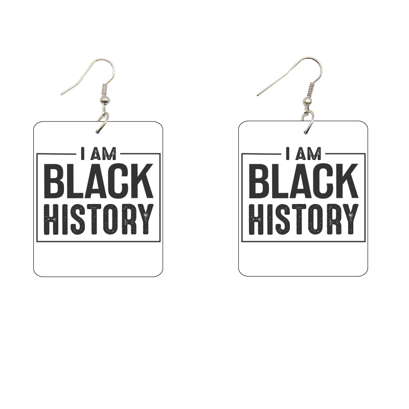 I am Black History Rectangle Wooden Earrings