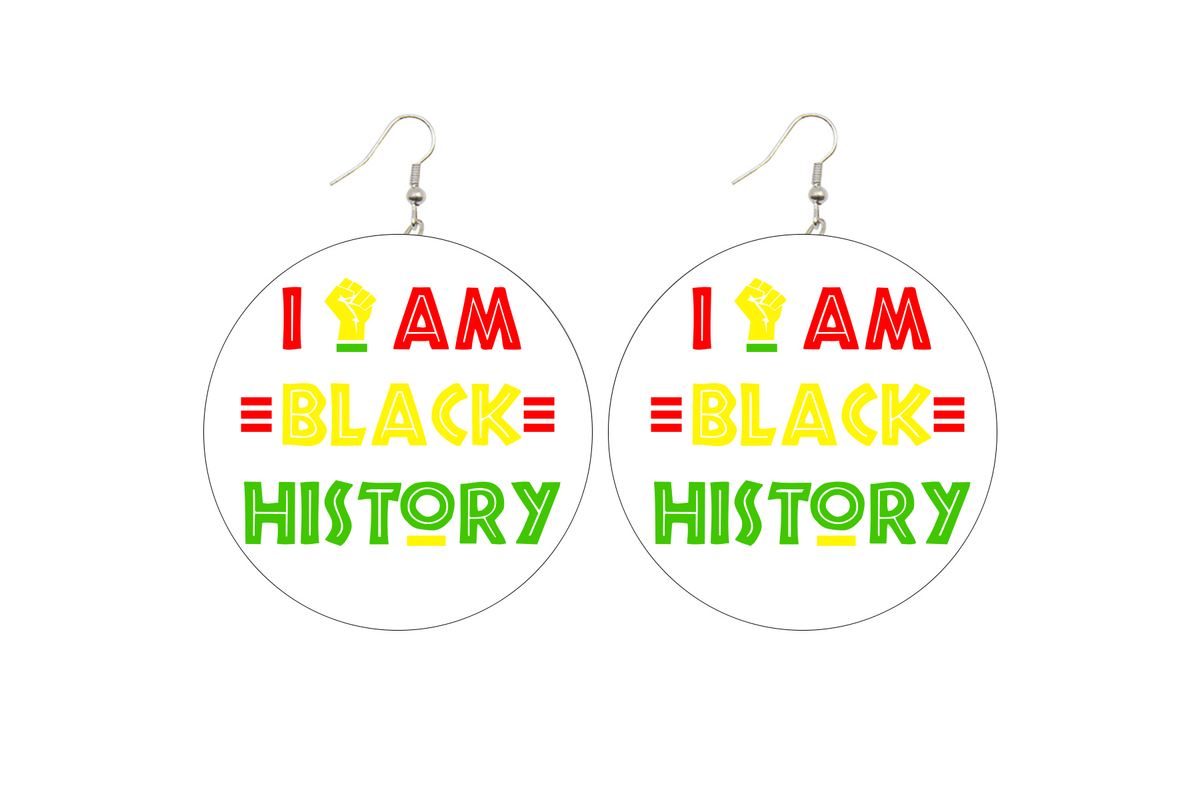 I am Black History Wooden Earrings
