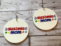 Ausome Mom Wooden Earrings (Adults - 6cm)