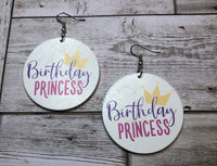 Birthday Princess Wooden Earrings (Kids/Tween - 5cm)