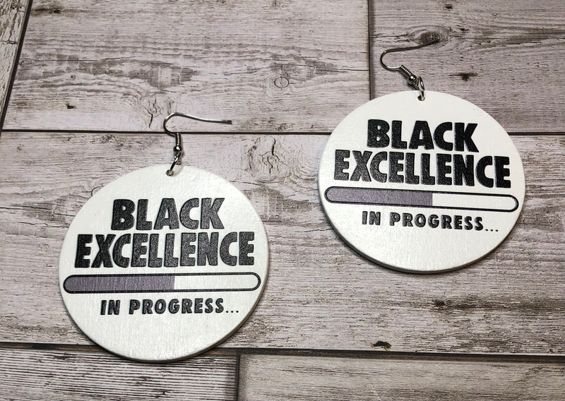 Black Excellence In Progress Wooden Earrings