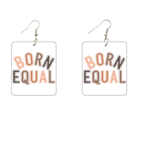 Born Equal Rectangle Wooden Earrings