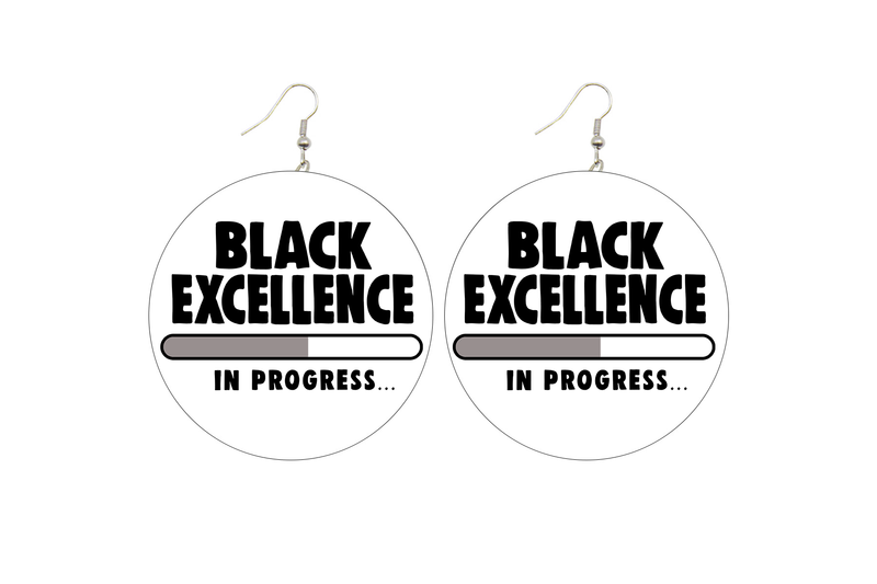 Black Excellence In Progress Wooden Earrings