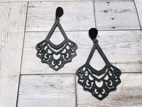 Henna Engraved Wooden Earrings