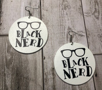 Black Nerd Wooden Earrings