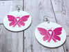 Breast Cancer Butterfly Wooden Earrings