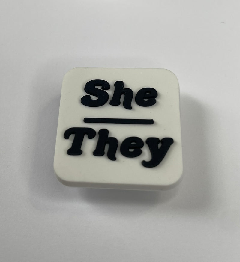 She They Pronoun Shoe Charm