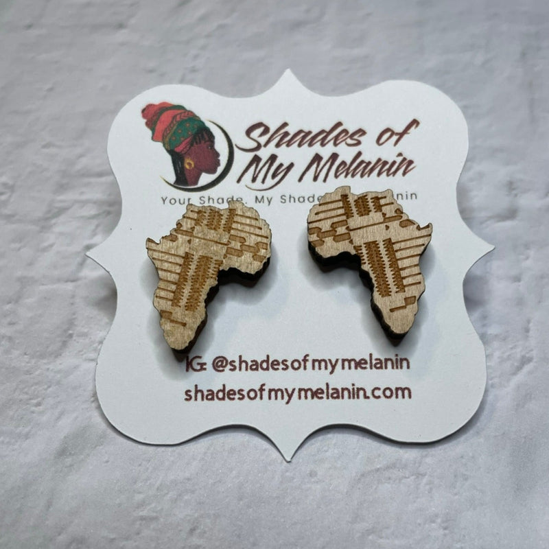 Africa Engraved Wooden Stud Earrings