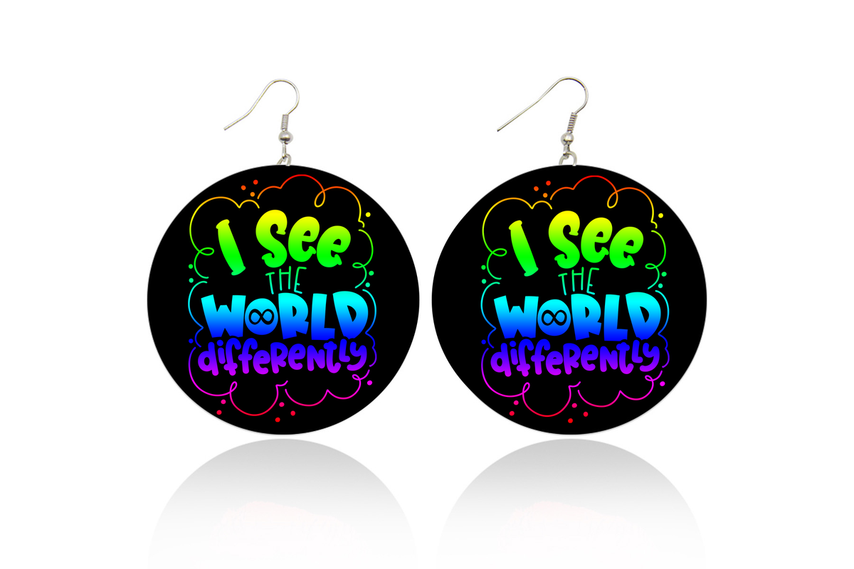 I See The World Differently Wooden Earrings (Kids/Tween - 5cm)