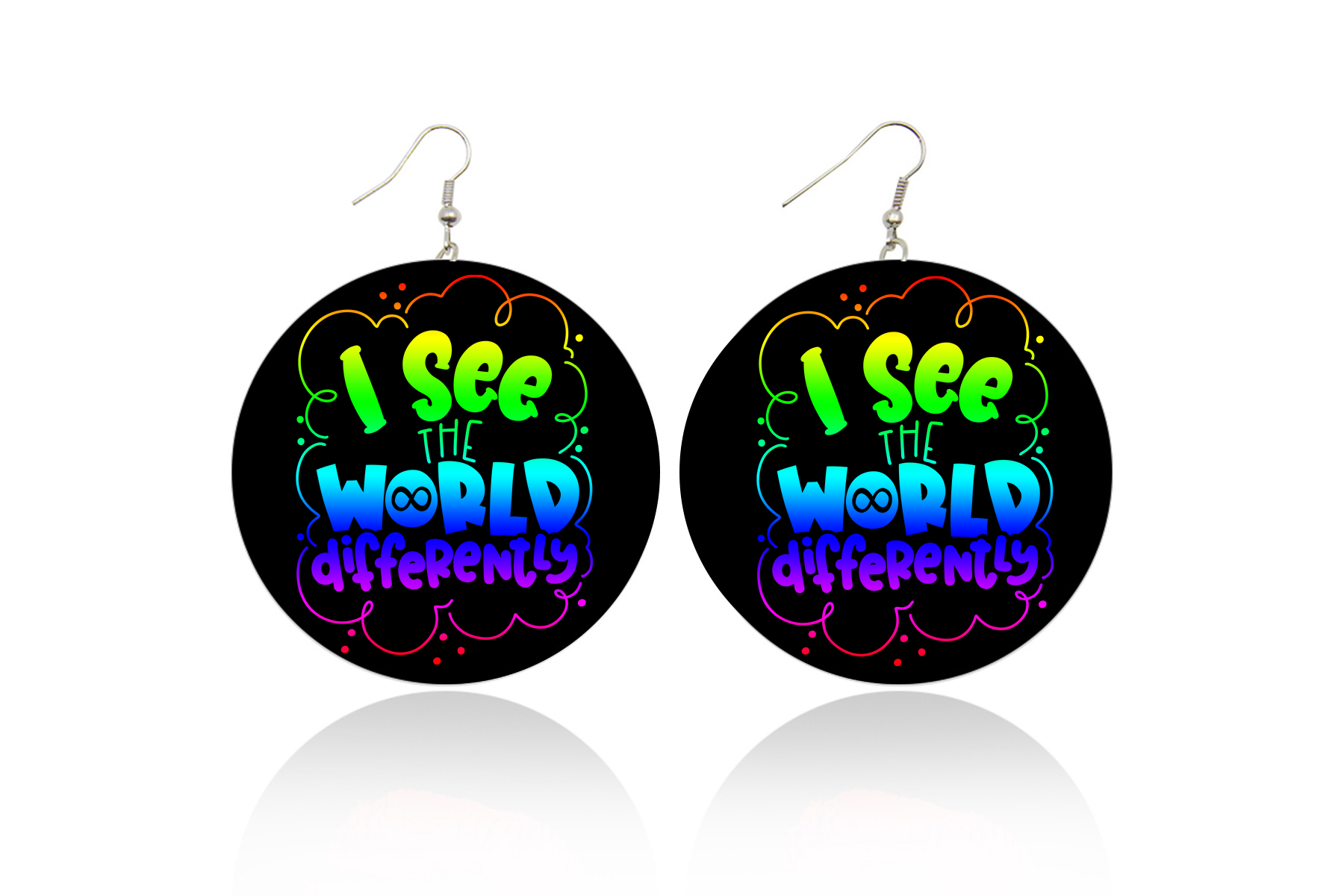 I See The World Differently Wooden Earrings (Kids/Tween - 5cm)