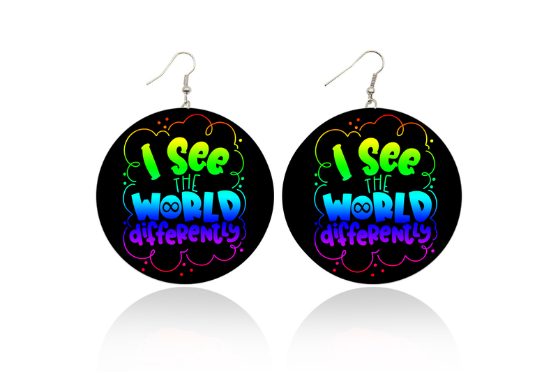 I See The World Differently Wooden Earrings (Kids/Tween - 5cm)
